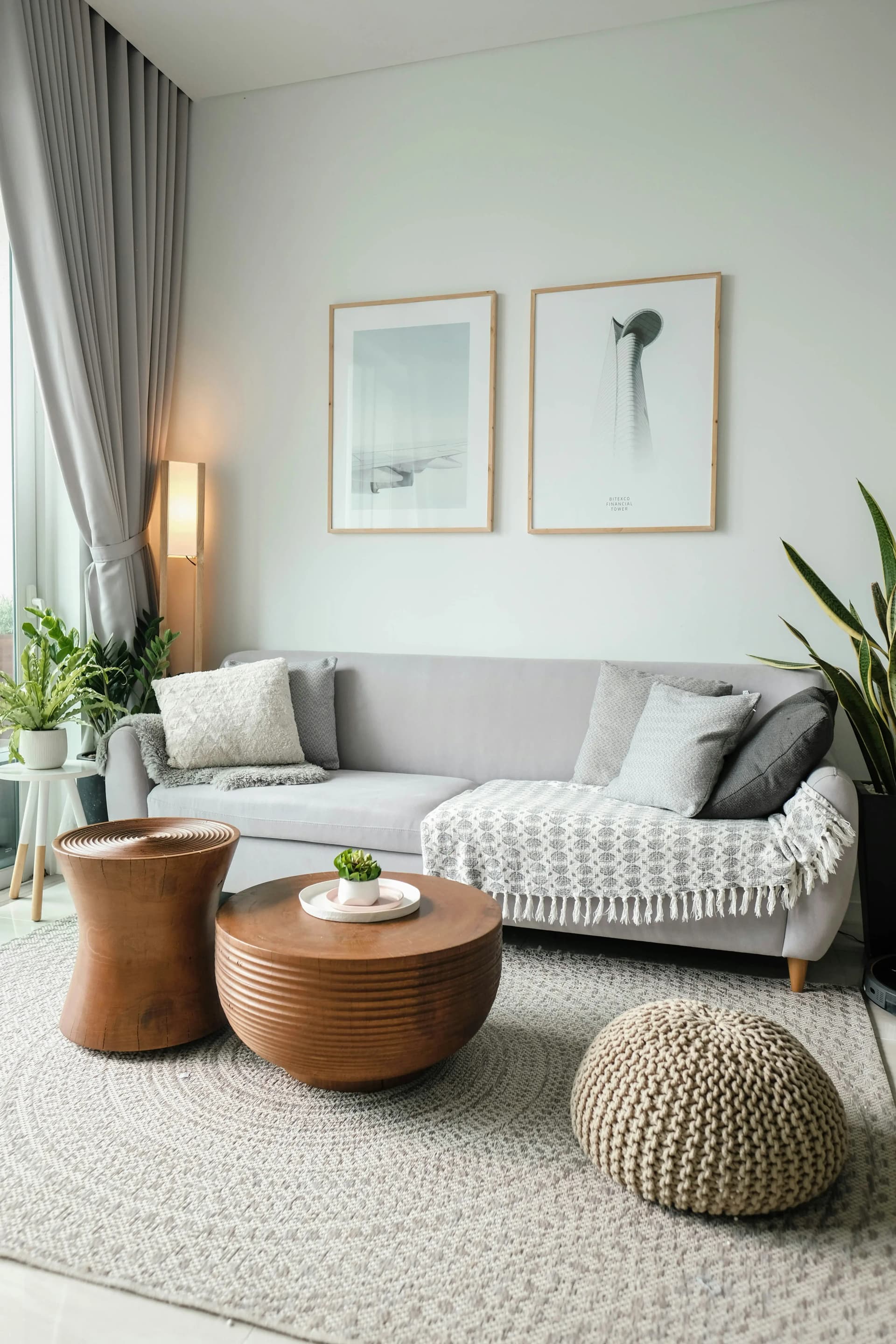 Stylish living room with sofa and coffee table