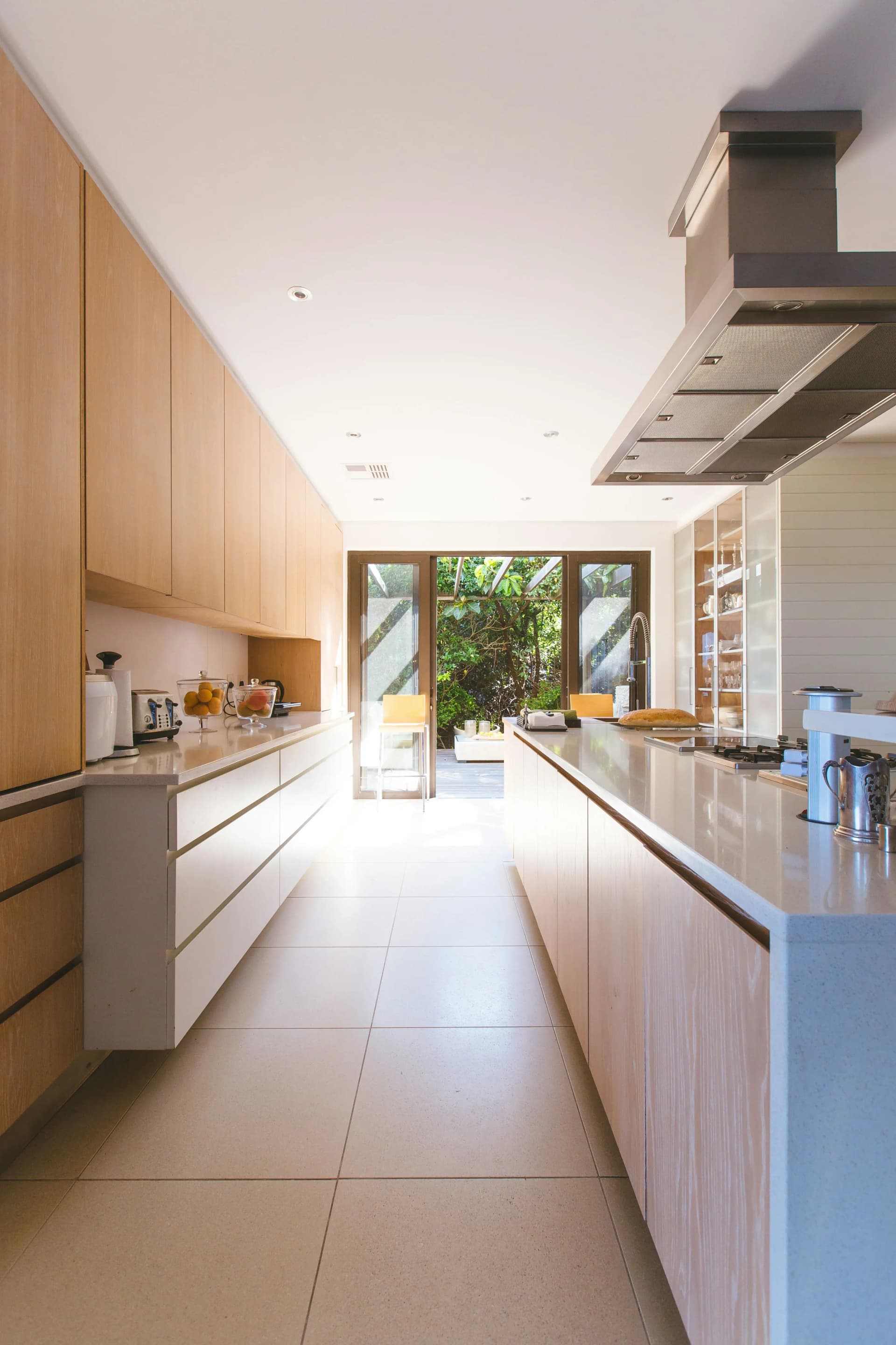 Bright modern kitchen with timber cabinets